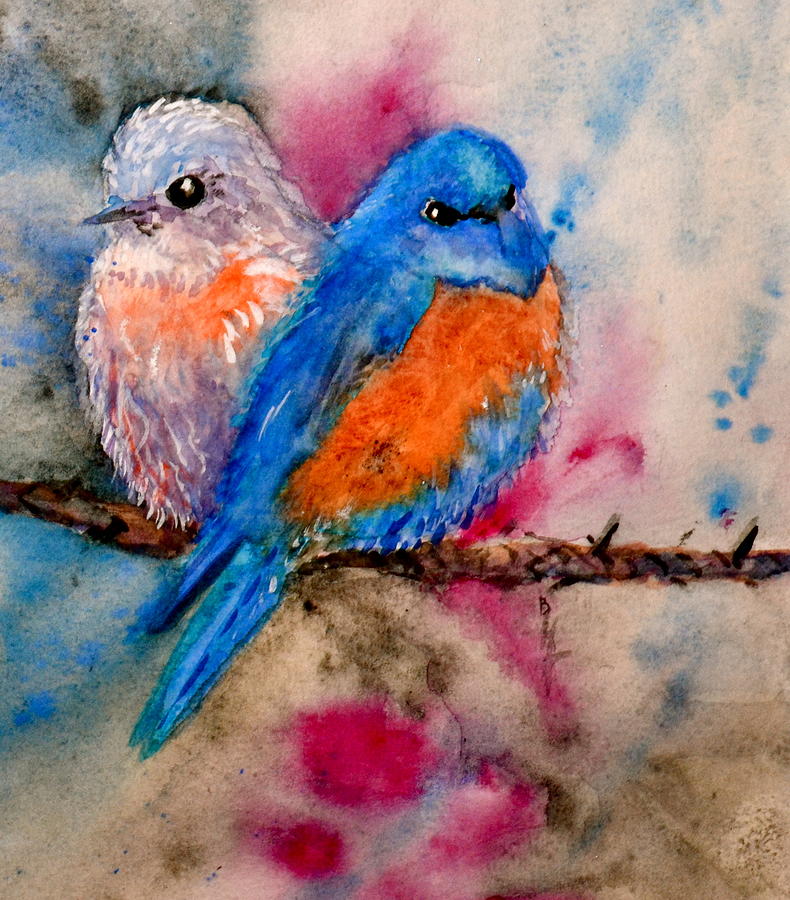 Maybe Shes A Bluebird Cropped Painting by Beverley Harper Tinsley