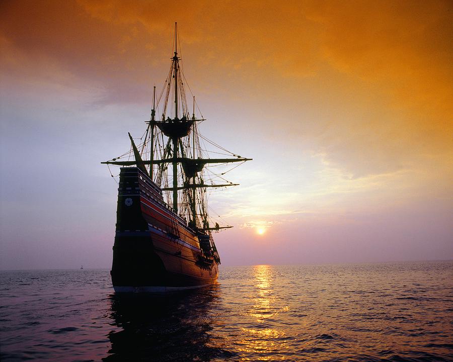 Mayflower II replica at sunset, Massachusetts Photograph by VisionsofAmerica/Joe Sohm