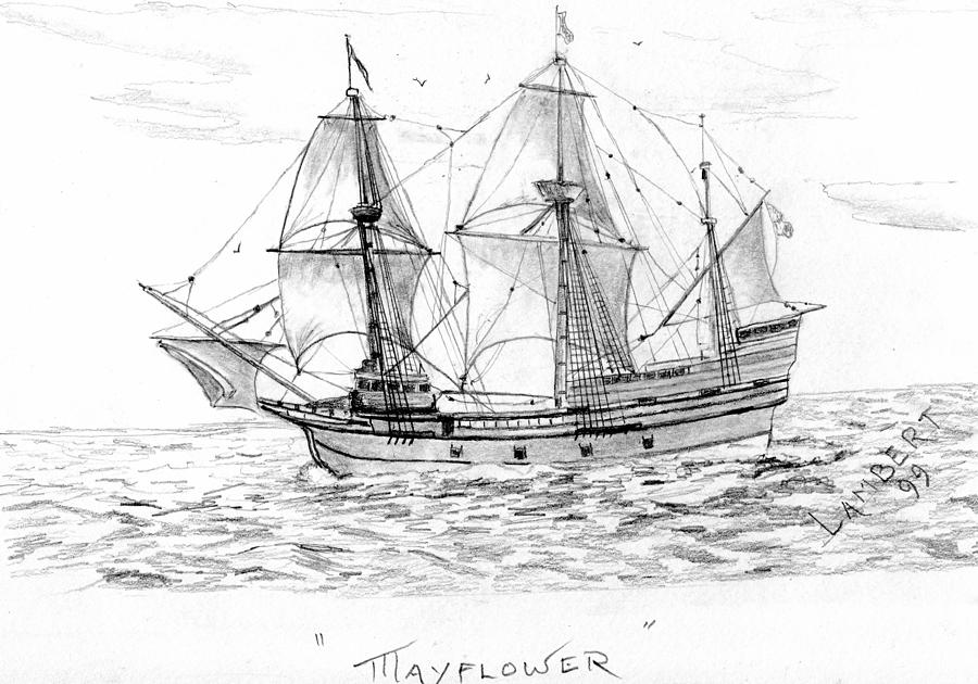 Mayflower Ships Drawing - Mayflower by George Lambert.