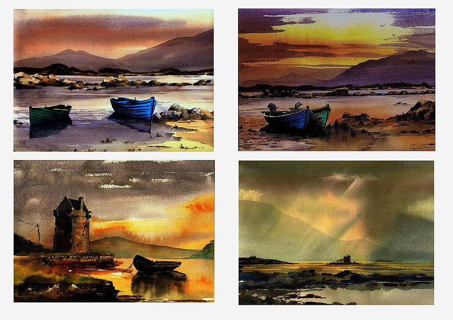 Mayo Sunsets Painting by Val Byrne