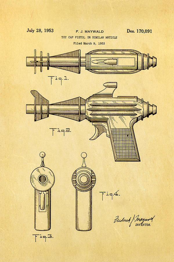 Toy Photograph - Maywald Toy Cap Gun Patent Art  2 1953 by Ian Monk