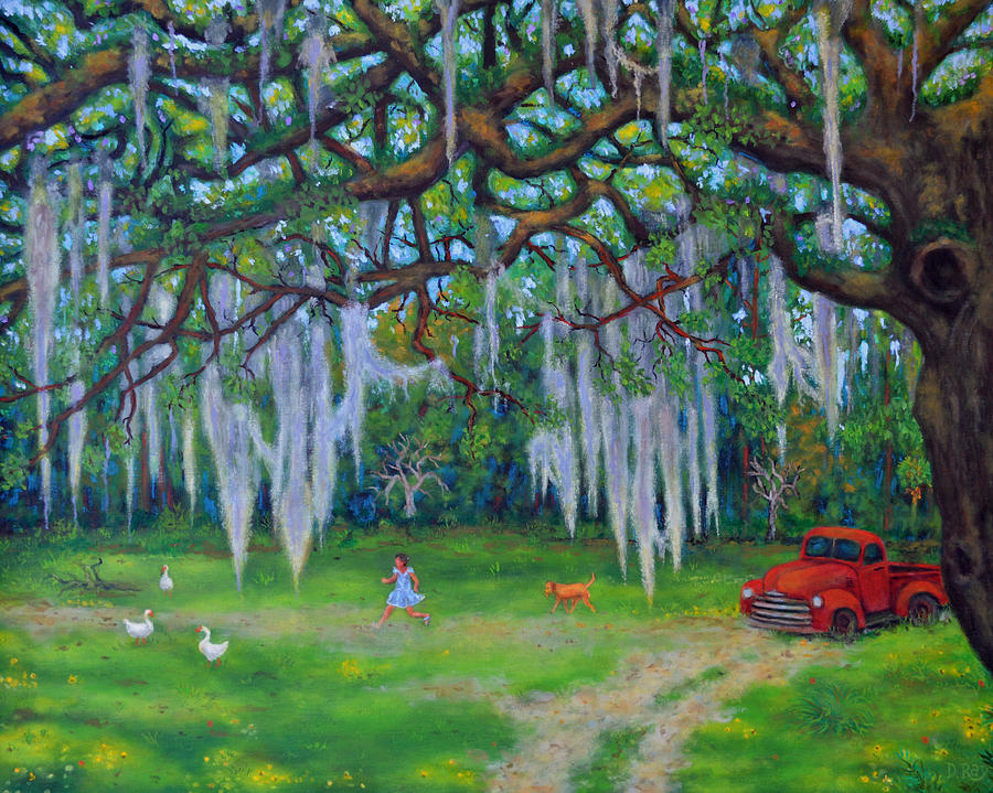 McClellanville Goose Chase Painting by Dwain Ray