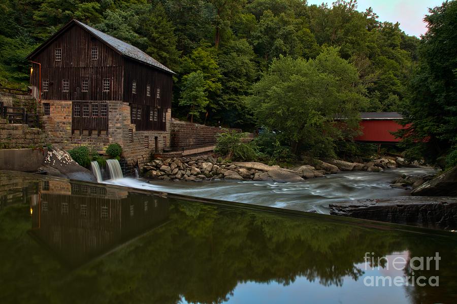 McConnells Mill And A Covered Bridge Photograph by Adam Jewell