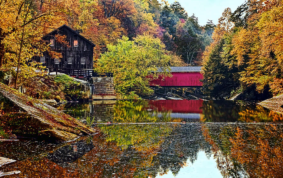 Architecture Photograph - McConnells Mill and Covered Bridge by Marcia Colelli