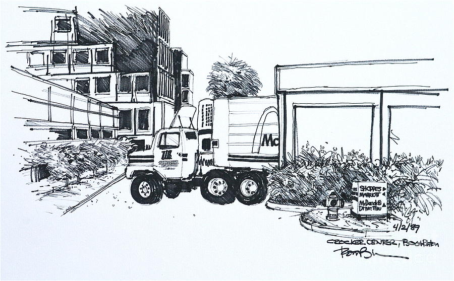 McDonalds delivery truck unloading at Crocker Center. Boca Raton. Fl Drawing by Robert Birkenes