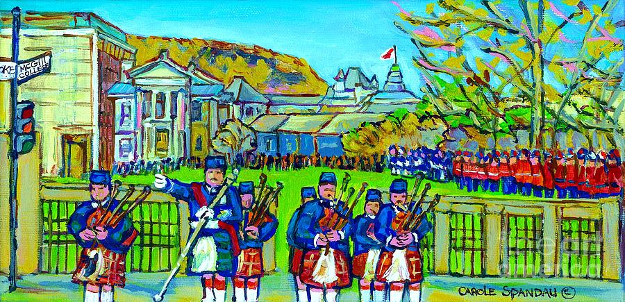 University Painting - Mcgill University Remembrance Day Ceremony College Campus Tributes Our War Heroes By Carole Spandau by Carole Spandau
