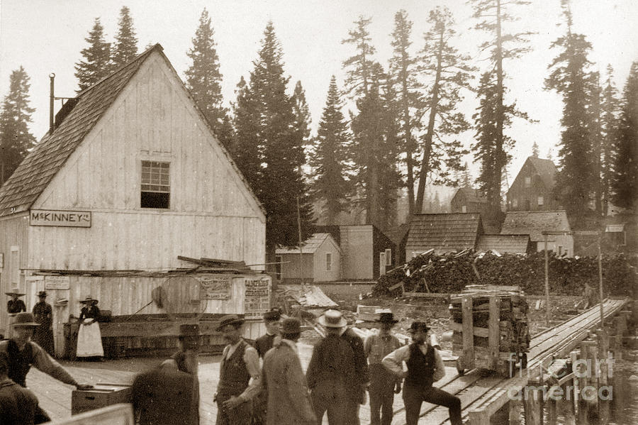 Boat Photograph - McKinneys Landing Lake Tahoe California circa 1890 by Monterey County Historical Society