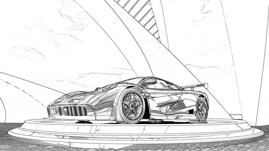 Mclaren F1 Sketch Digital Art by Louis Ferreira