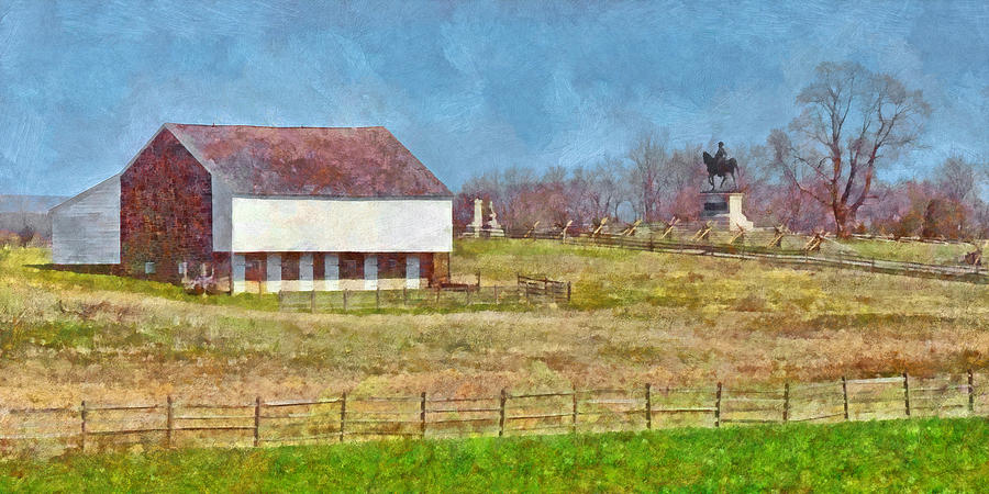 McPhersons Barn at Gettysburg National Military Park Digital Art by Digital Photographic Arts