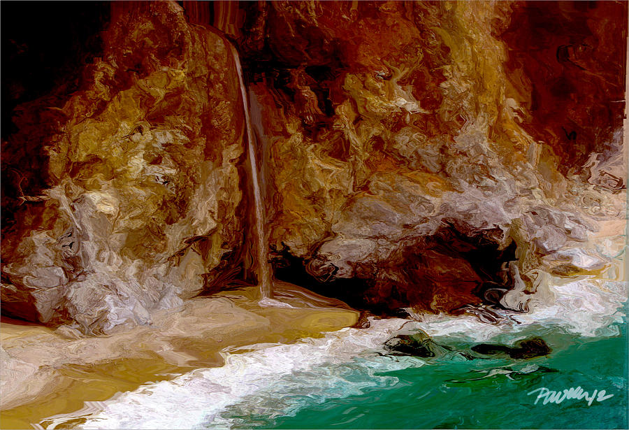 McWay Falls II - Big Sur CA Digital Art by Jim Pavelle