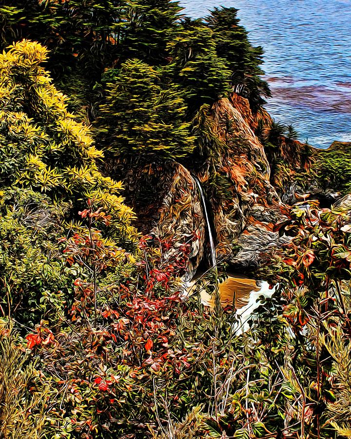 McWay Falls Painted Photograph by Judy Vincent