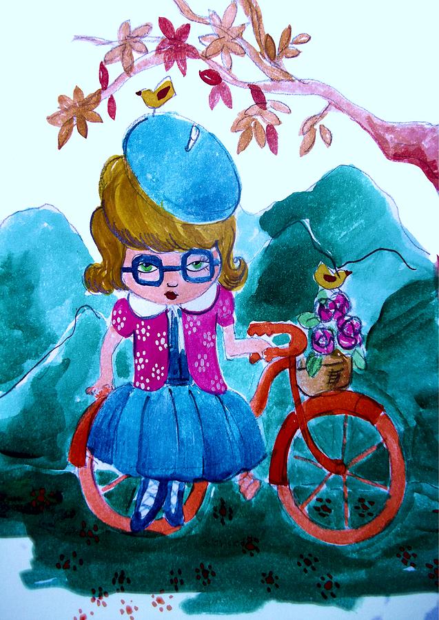 Manga Painting - Me and My bicycle by Cris Pires