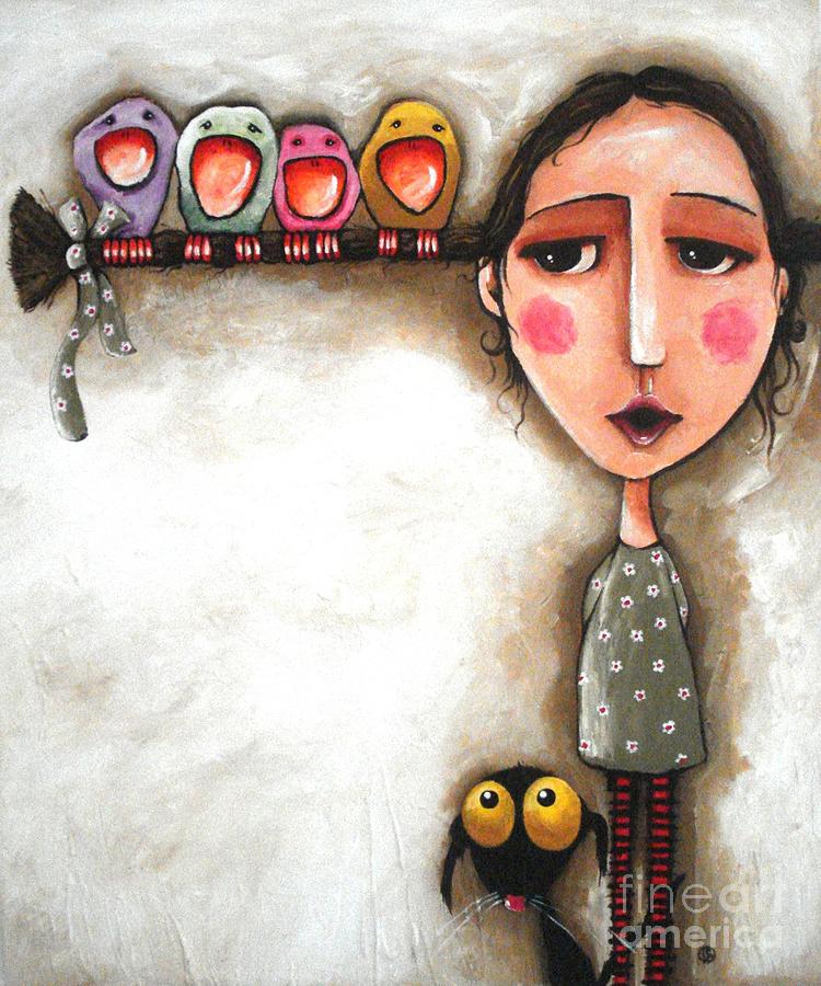 Me and My birds Painting by Lucia Stewart