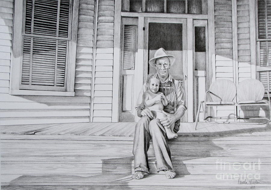 Farmer Drawing - Me and My Grandad by Pamela Iris Harden
