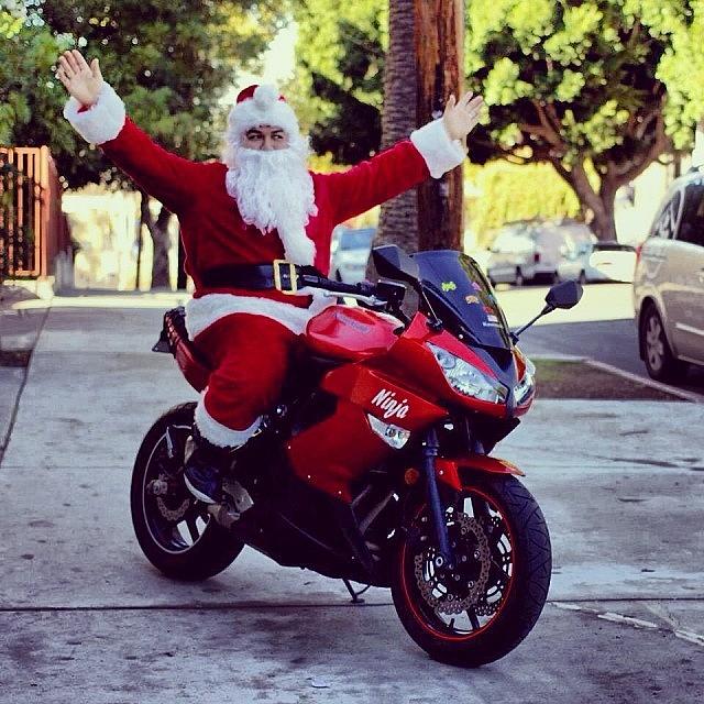 Me Photograph - Me As Santa And My Motorcycle #2013 by William Alvarez