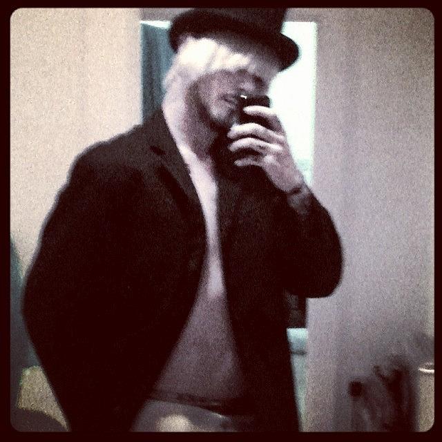 Naked Photograph - Me In A Jacket And Top Hat And Boxers by Bradley Burdett 