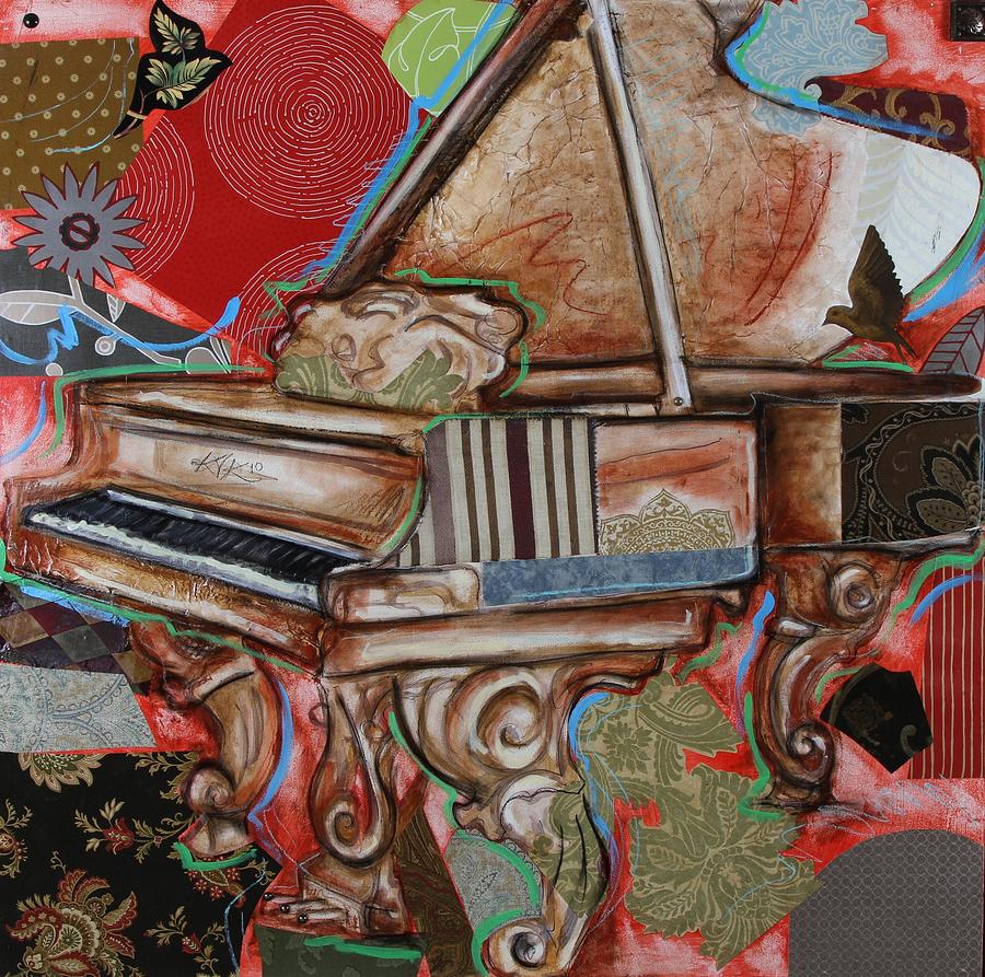 Collage Mixed Media - Me the Piano by Katia Von Kral