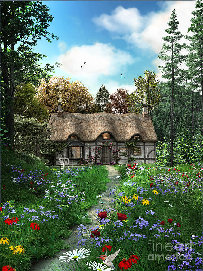 Meadow Cottage Digital Art by MGL Meiklejohn Graphics Licensing