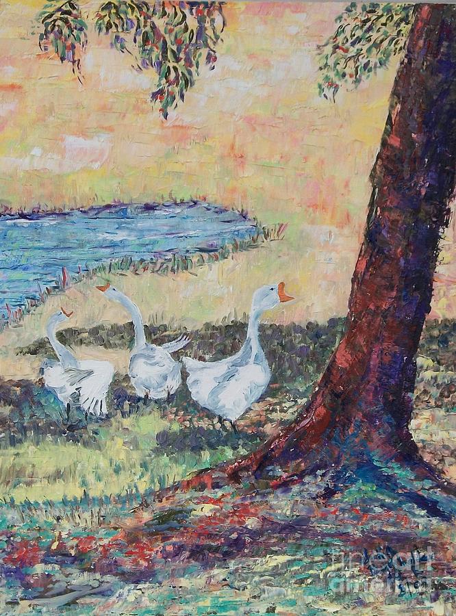 Meadow Geese - SOLD Painting by Judith Espinoza