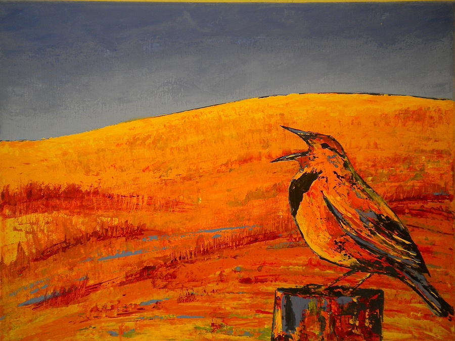Meadowlark Painting - Meadowlark in fields by Carolyn Doe