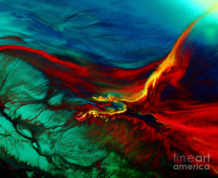 Meaningful Art-Flying Above Modern Abstract Colorful Art by Kredart  Painting by Serg Wiaderny