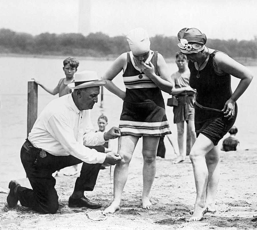 Measuring Bathing Suits Photograph by Underwood Archives