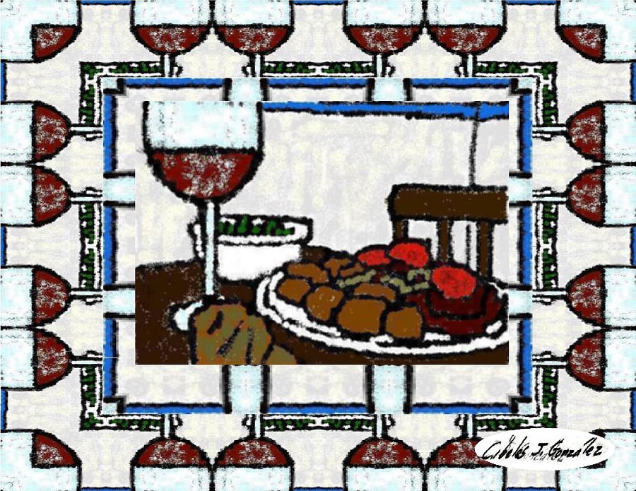 Wine Mixed Media - Meat And Potatoes by Cibeles Gonzalez