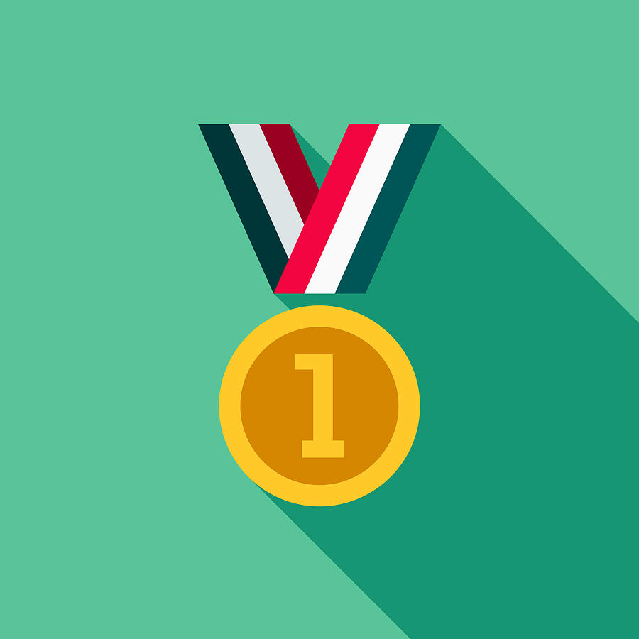 Medal Flat Design Fitness & Exercise Icon Drawing by Bortonia