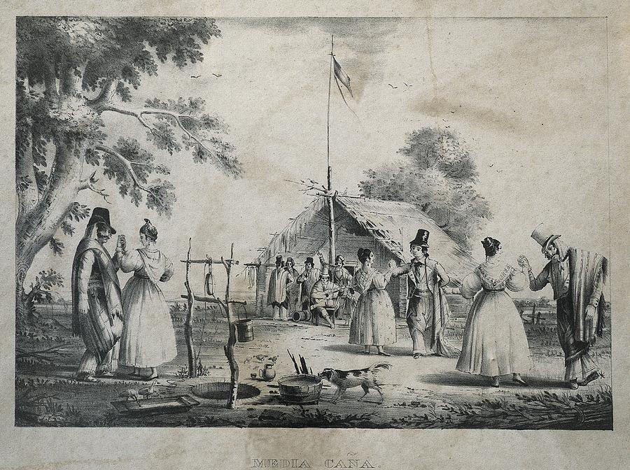 Black And White Photograph - Media Caa, 1841. Countryside Dance by Everett