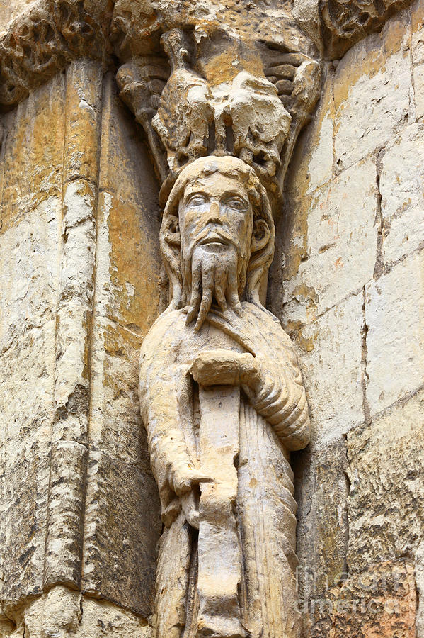 Weathered Statue on Royal Prison Segovia Spain Photograph by James Brunker