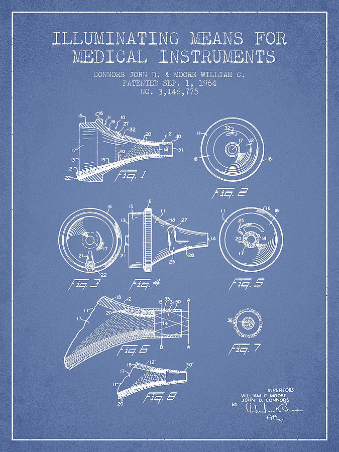 Vintage Digital Art - Medical Instrument Patent from 1964 - Light Blue by Aged Pixel