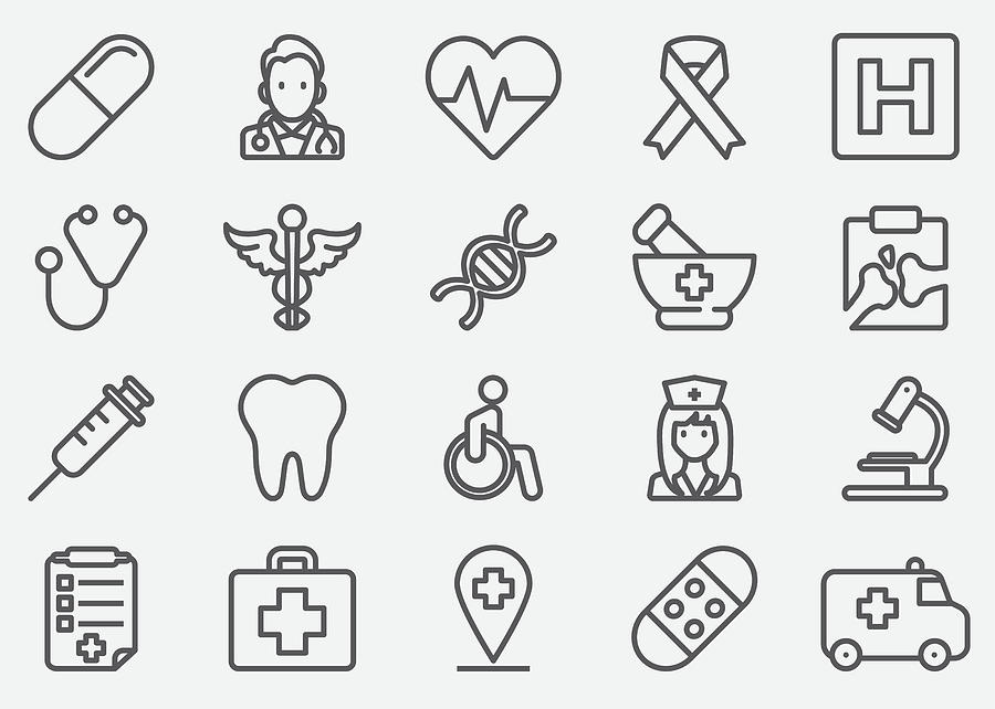 Medical Line Icons Drawing by LueratSatichob