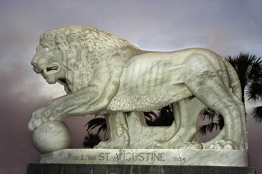 Ball Photograph - Medici Lion Copy at Bridge of Lions by Karen Stephenson