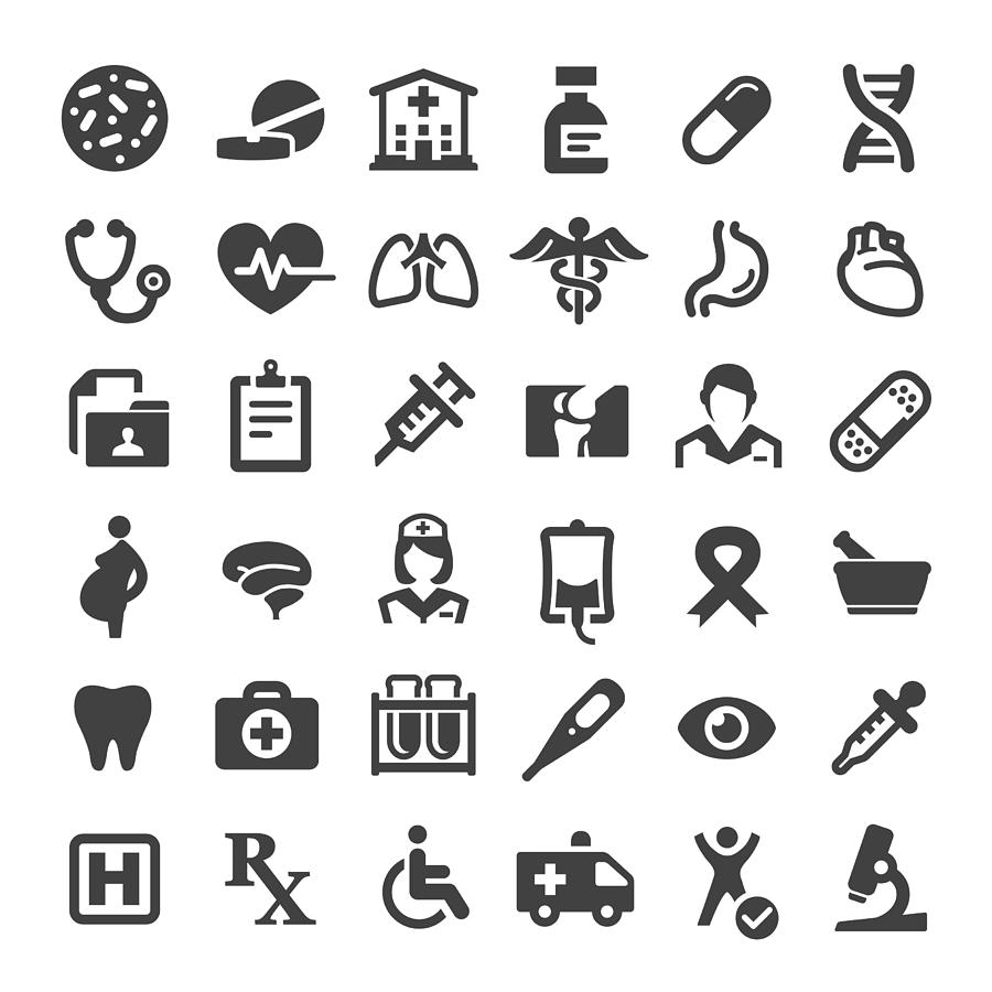 Medicine and Healthcare Icons - Big Series Drawing by -victor-