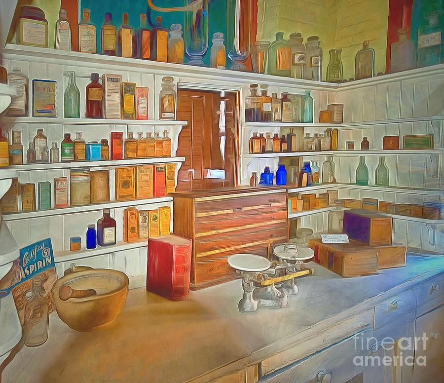 Vintage Painting - Medicine and its Cures  by L Wright