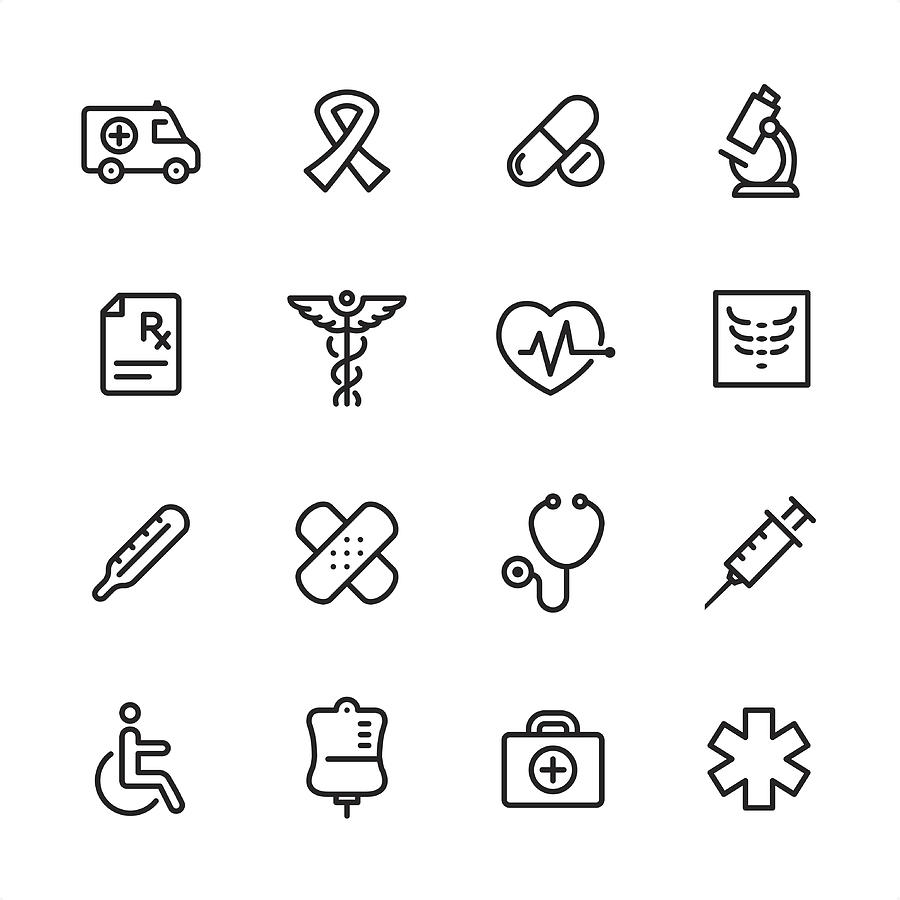 Medicine - outline icon set Drawing by Lushik