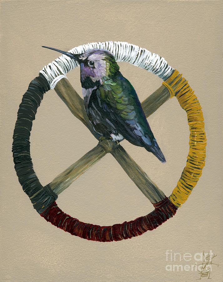 Hummingbird Painting - Medicine Wheel by J W Baker