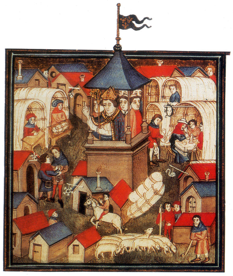 Medieval Benediction And Market Fair Painting by Science Source
