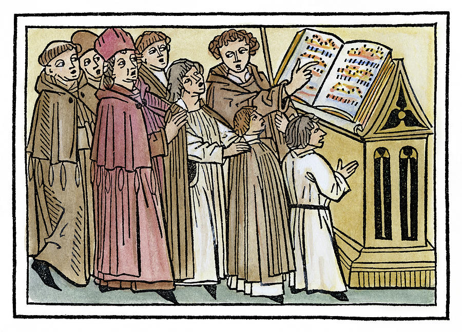 Medieval Choir, 1479 Painting by Granger