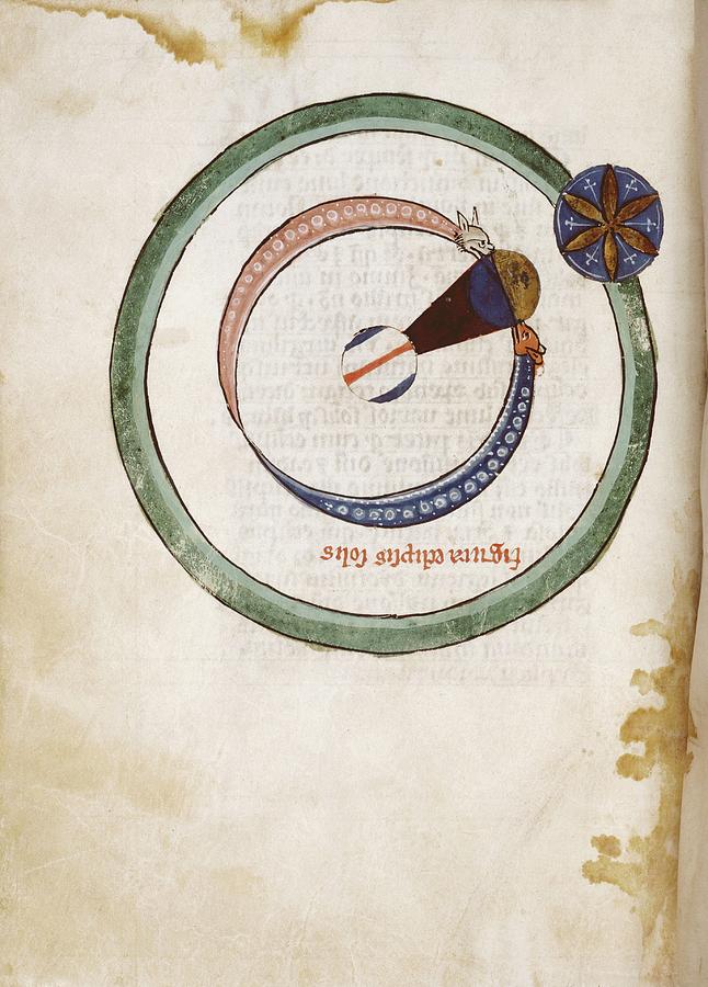 Medieval Depiction Of A Solar Eclipse Photograph by Renaissance And Medieval Manuscripts Collection/new York Public Library