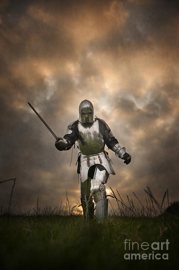 Knight Photograph - Medieval Knight In Armour On The Attack by Lee Avison
