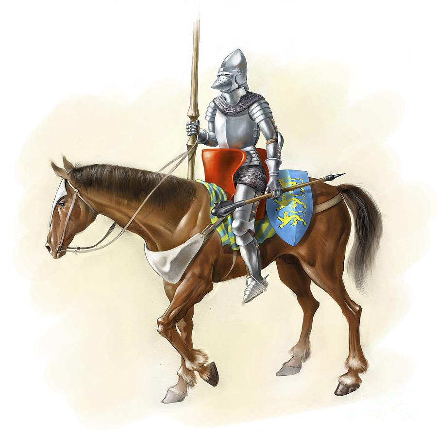 Knight Photograph - Medieval Knight On Horseback, Artwork by Jose Antonio Pe??as