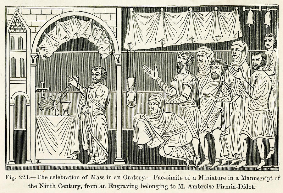 Medieval Mass The Celebration Of Mass Drawing by Mary Evans Picture Library