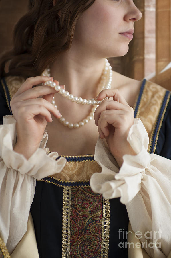 Castle Photograph - Medieval Woman With A Pearl Necklace by Lee Avison