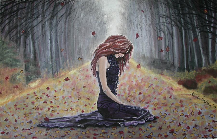 Fall Painting - Meditation by Melita Safran