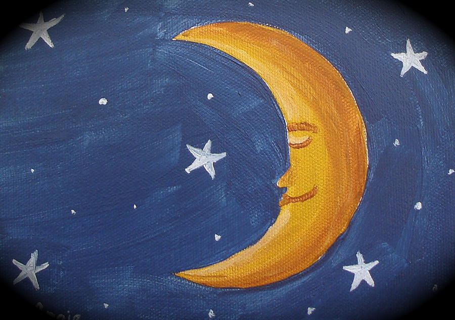 Meditation Moon Painting by Angie Butler
