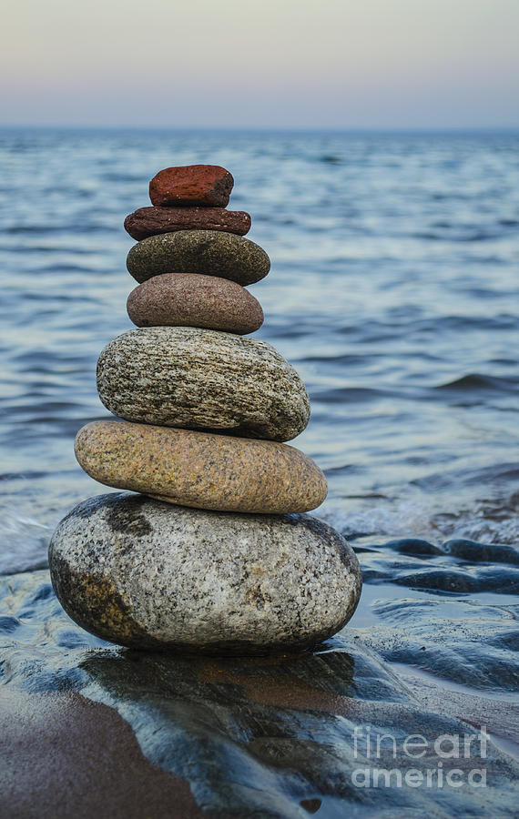 Meditation Stones at Lake Superior Photograph by Deborah Smolinske