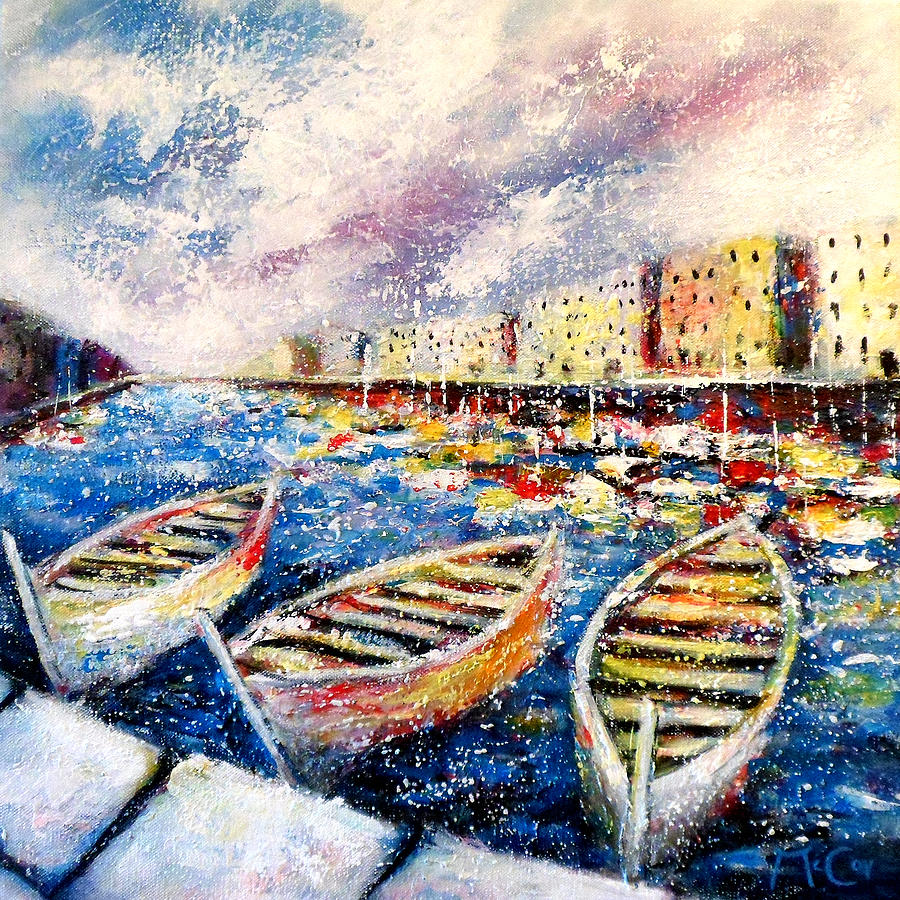 Mediterranean Port Colours Painting by K McCoy
