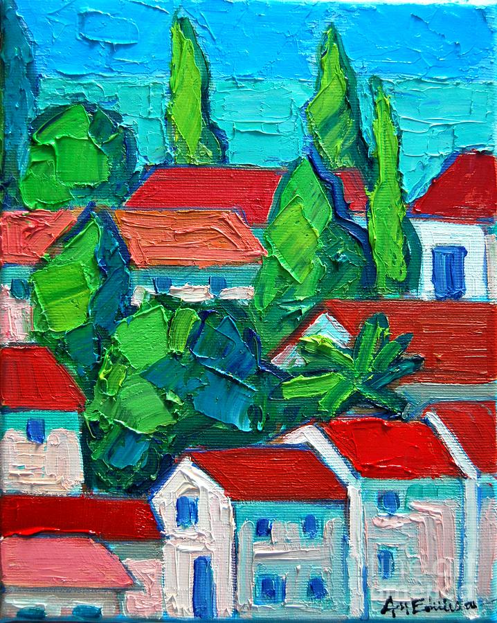 Boat Painting - Mediterranean Roofs 4 by Ana Maria Edulescu