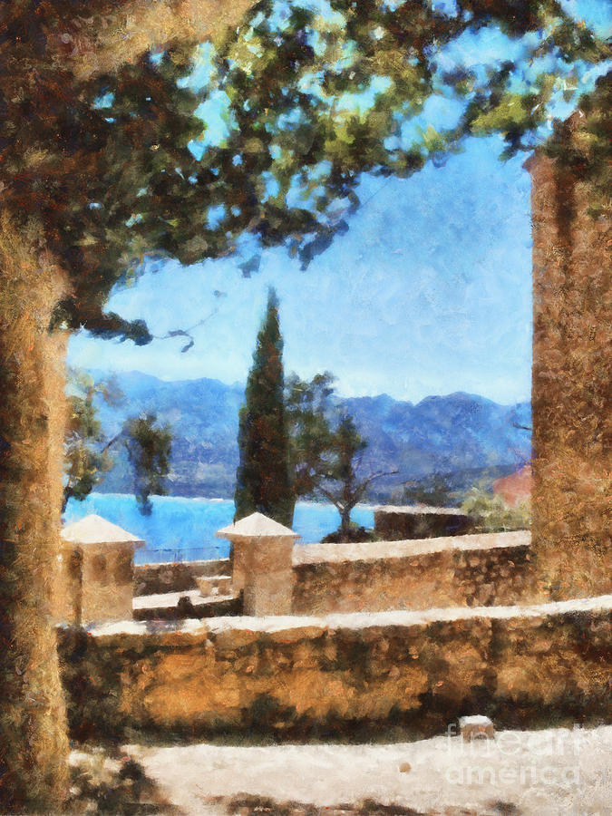 Summer Painting - Mediterranean sea view by Pixel Chimp